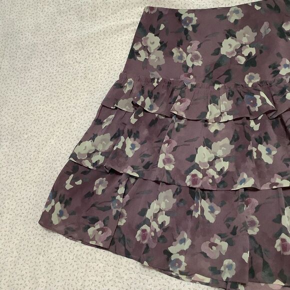 Purple Dark Feminine Romantic Whimsigoth Fairy Grunge Tiered Ruffle Mini Skirt 4 - Picture 4 of 15